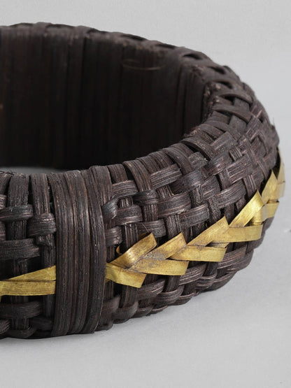 Women Black & Gold-Toned Wood Bangle-Style Bracelet