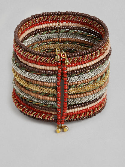 Women Red & Mustard Bangle-Style Bracelet
