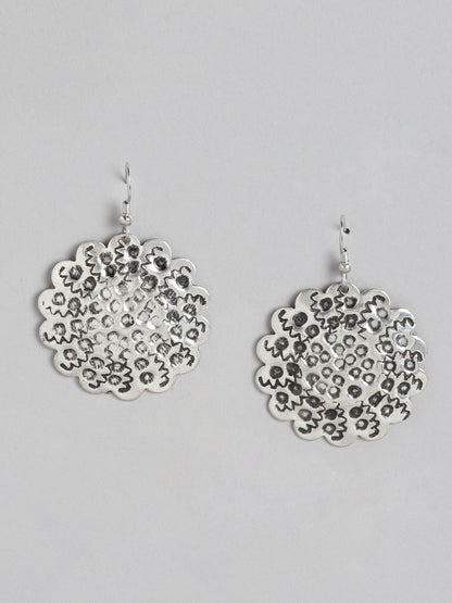 Silver-Plated Floral Drop Earrings