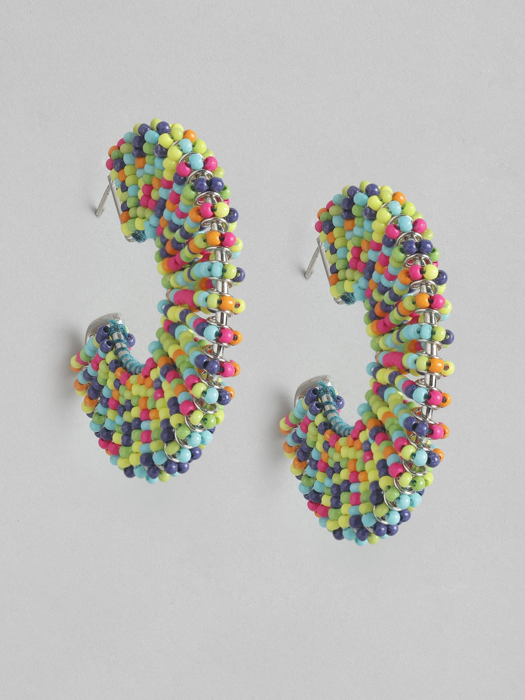 Multicoloured Circular Half Hoop Earrings