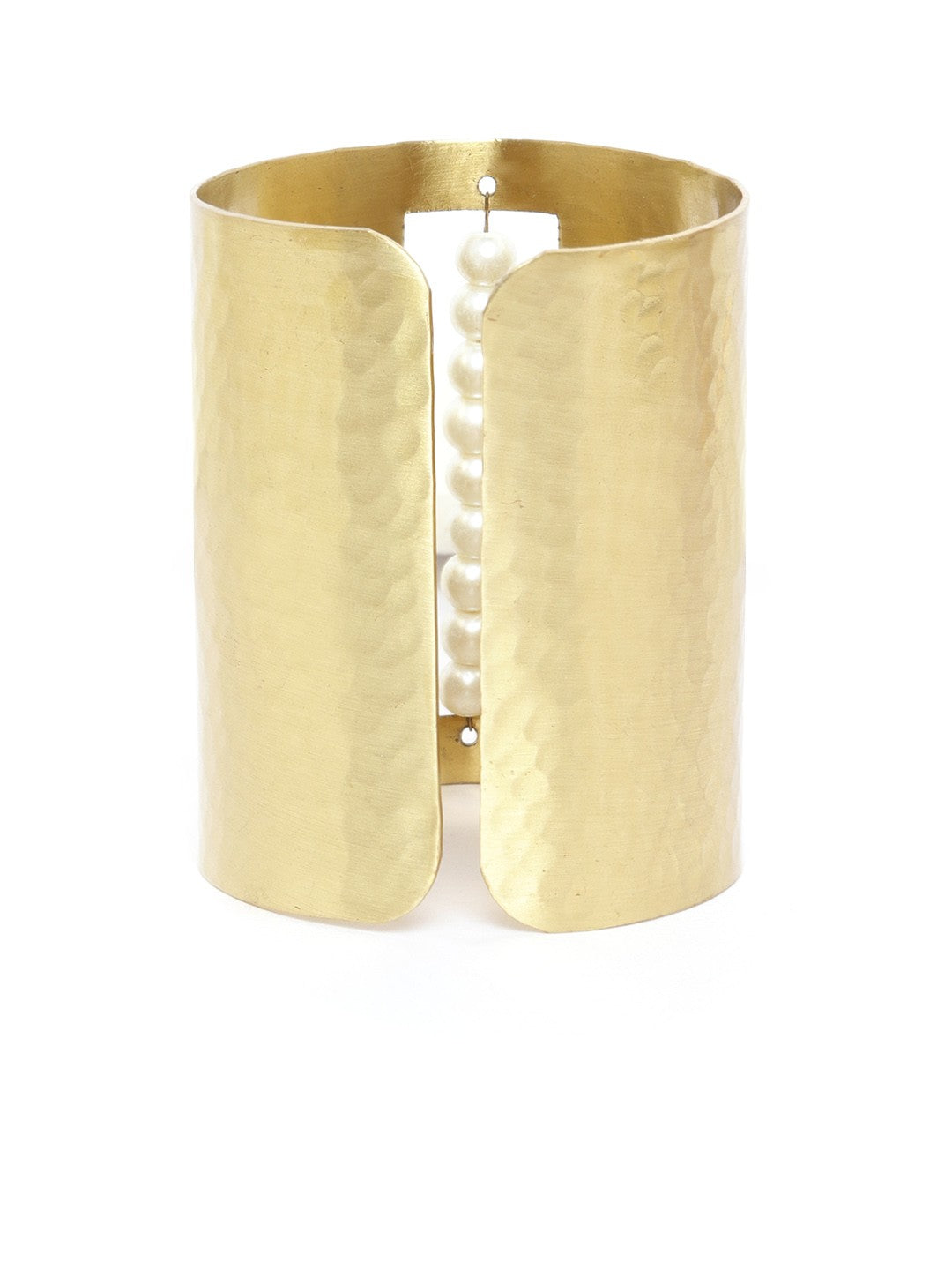 White Gold-Plated Beaded Cuff Bracelet