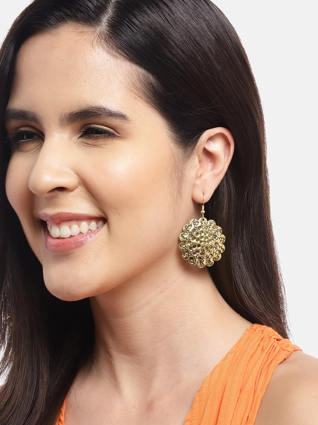 Gold-Plated Floral Drop Earrings