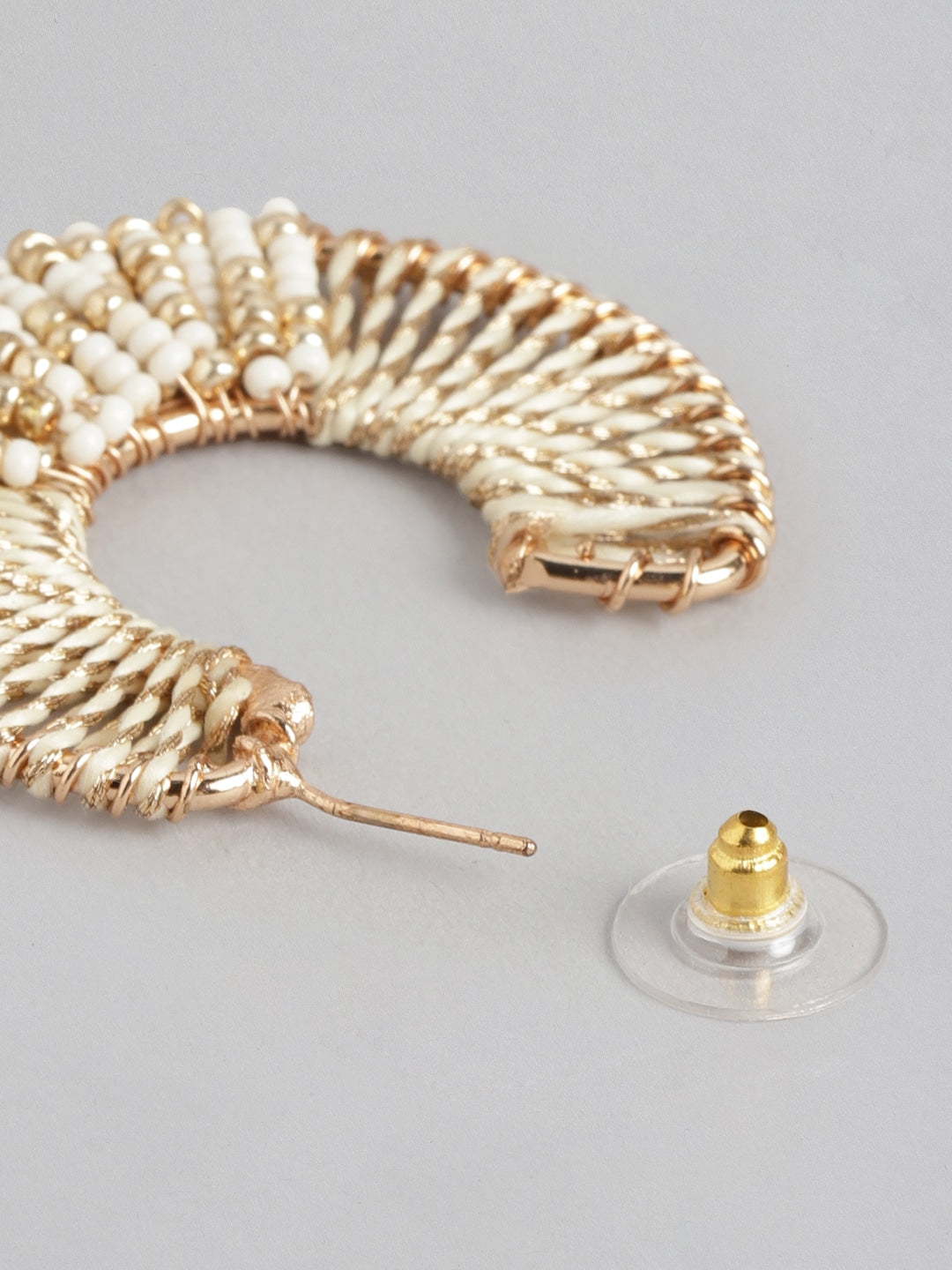 Gold-Plated Artificial Beads Circular Half Hoop Earrings