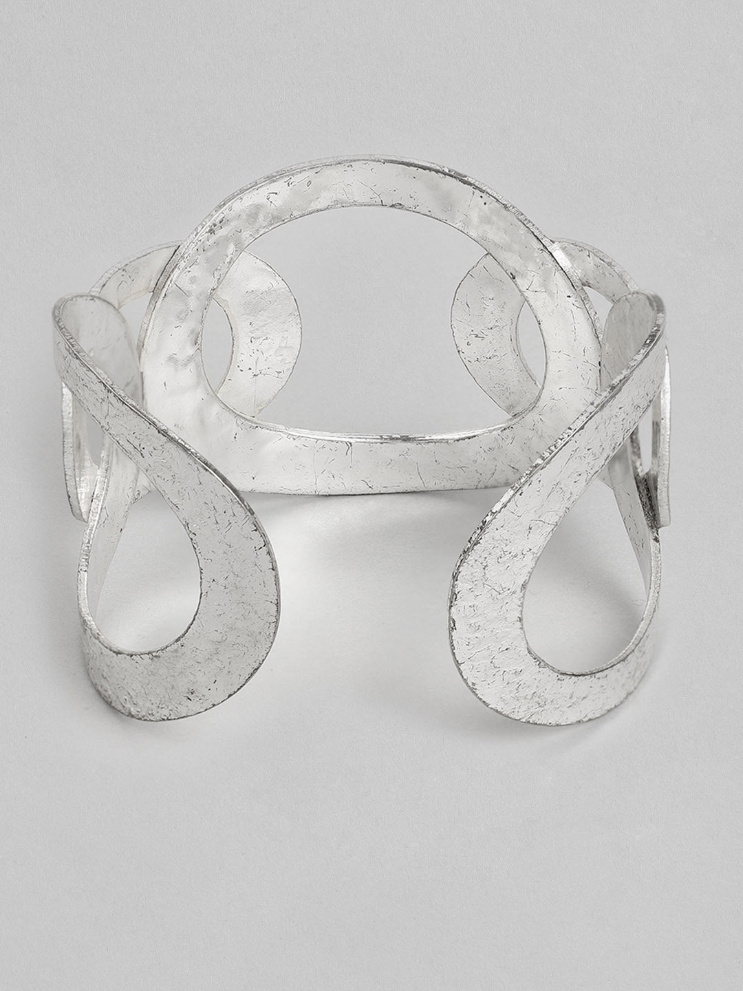 Women Silver-Toned Silver-Plated Cuff Bracelet