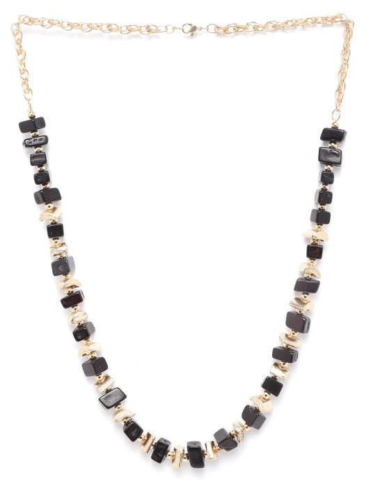 Black Gold-Plated Beaded Necklace