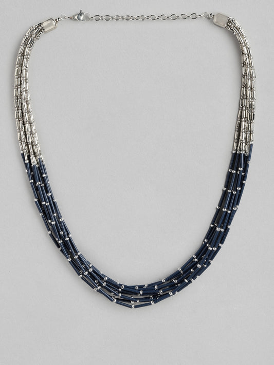 Women Blue & White Beaded Necklace