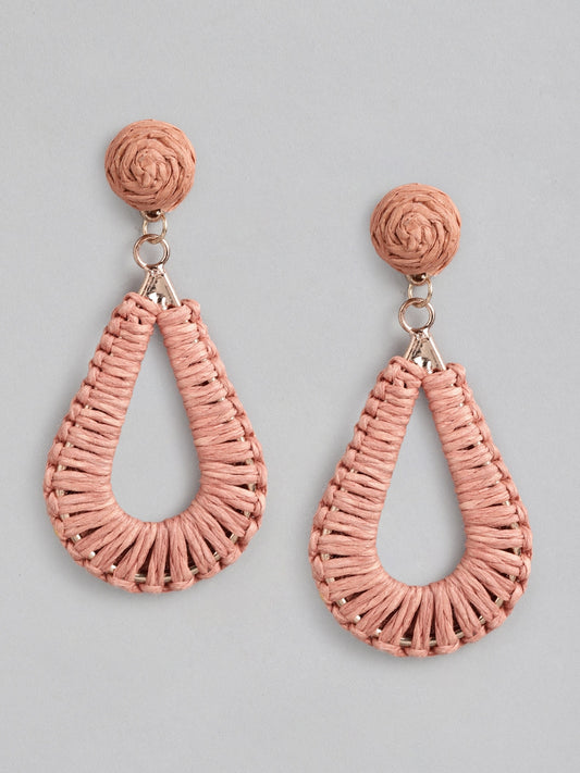 Peach-Coloured Oval Drop Earrings