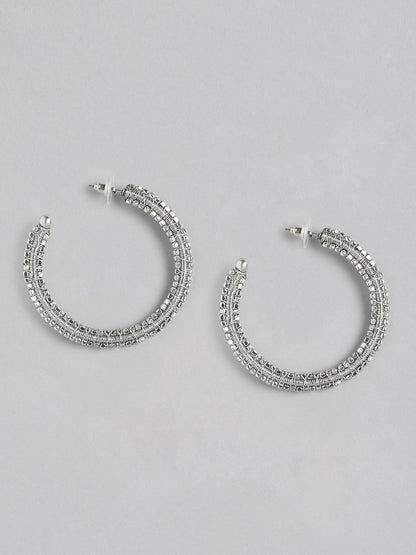 Silver-Plated Circular Half Hoop Earrings