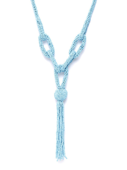 Blue Beaded Tasselled Necklace