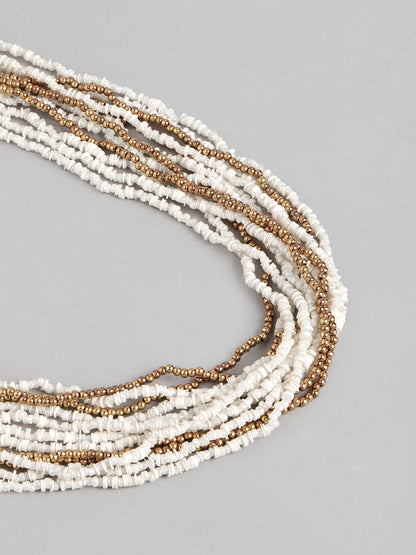 White & Gold-Toned Layered Necklace