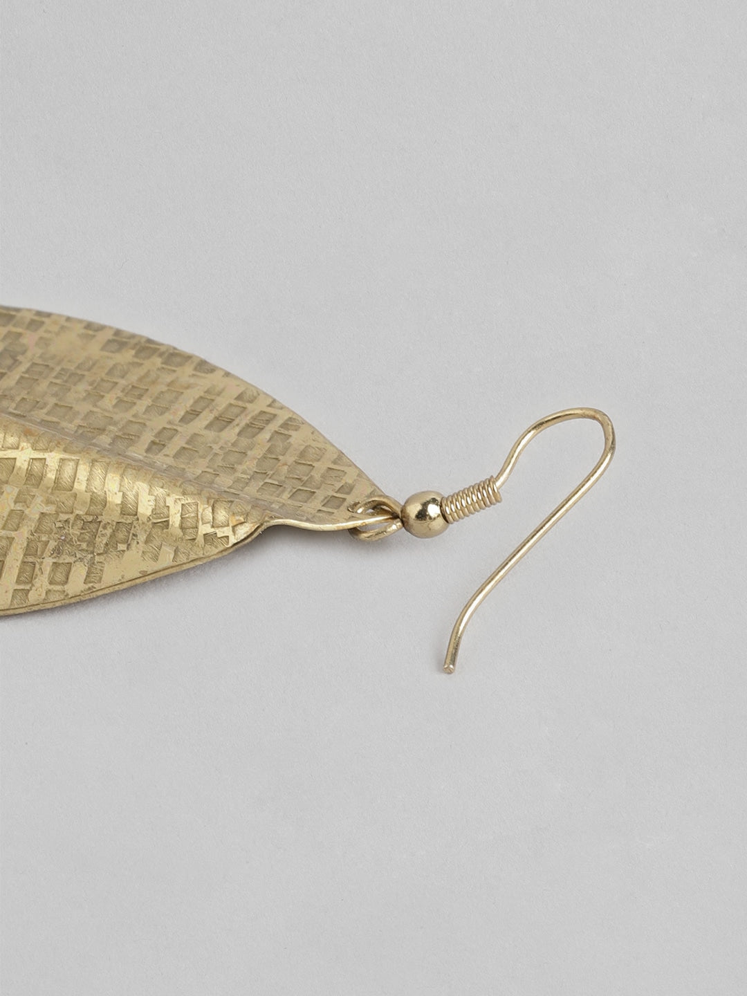 Gold-Plated Leaf Shaped Drop Earrings