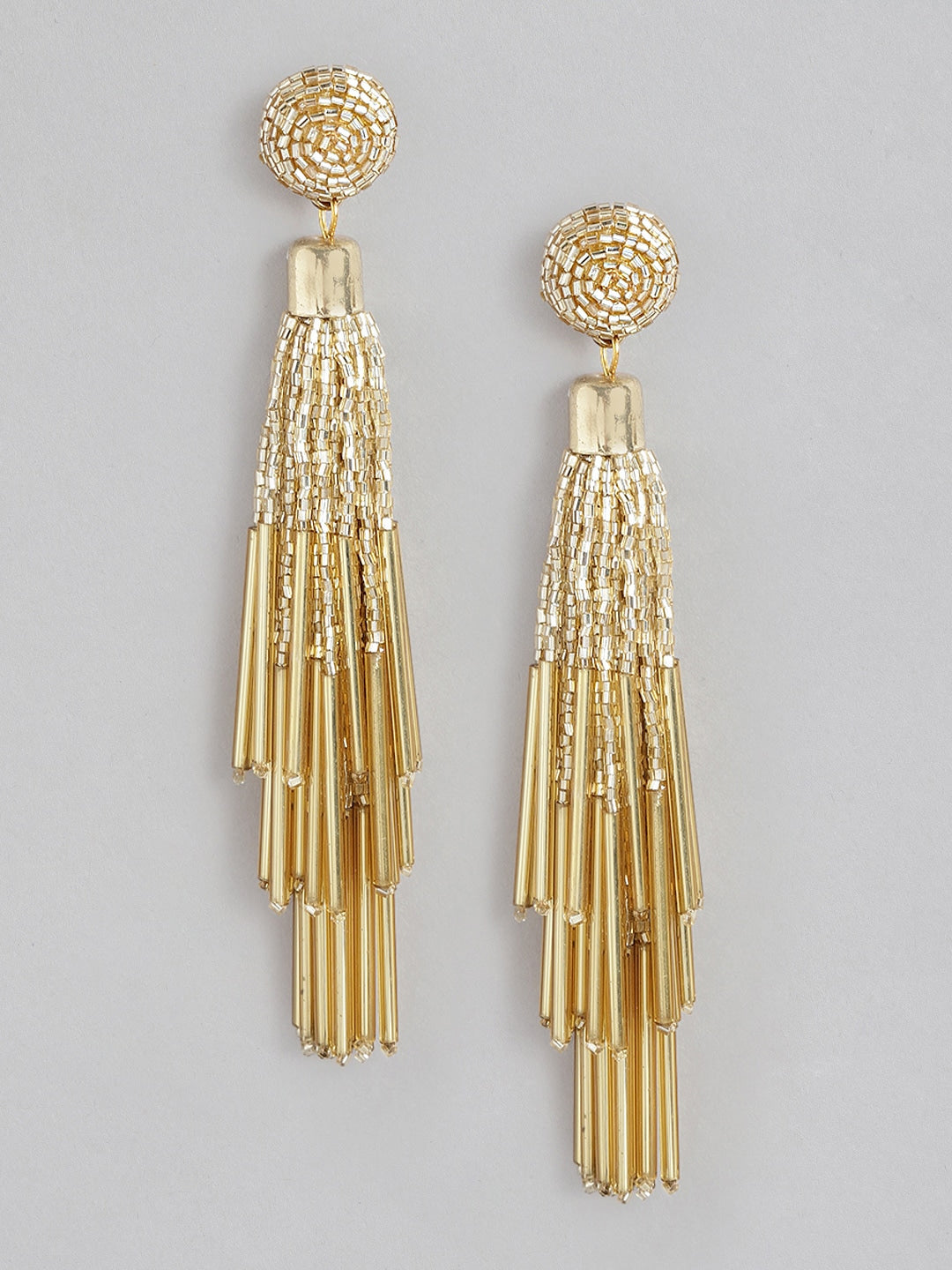 RICHEERA Gold-Plated Artificial Beads Contemporary Drop Earrings