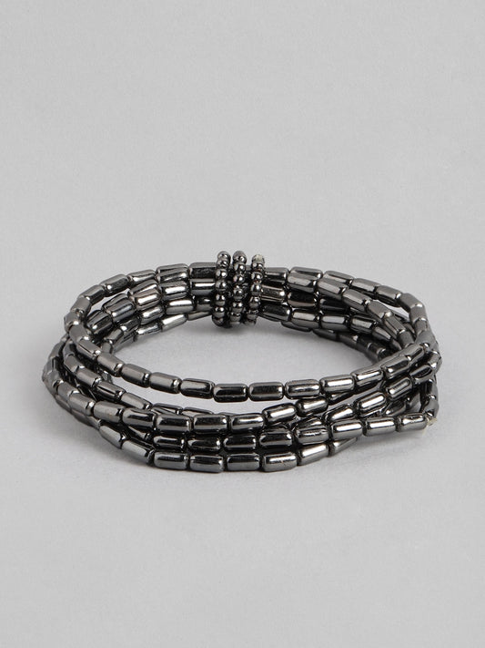 Women Gunmetal-Toned Elasticated Bracelet