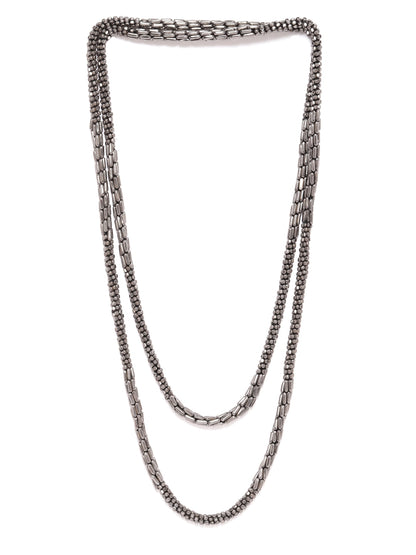 Women Gunmetal-Toned Beaded Layered Necklace
