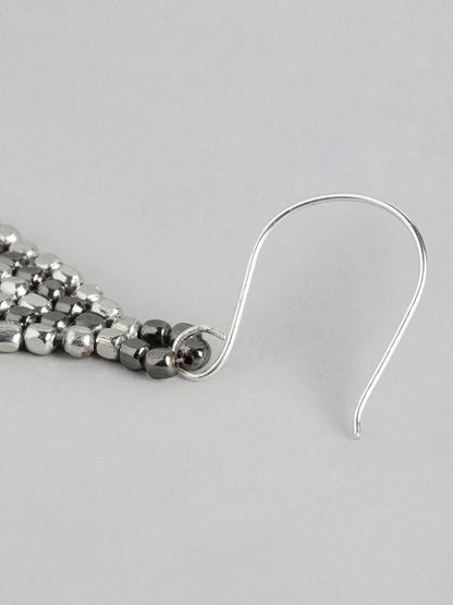Silver-Plated Diamond Shaped Drop Earrings