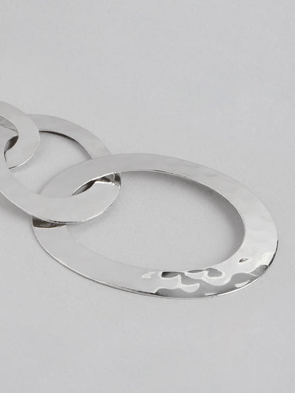 Silver-Plated Oval Drop Earrings