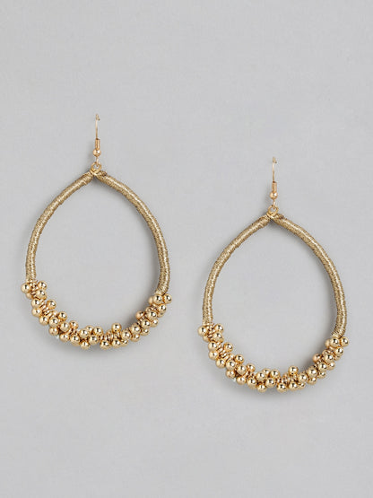 Gold-Toned Oval Drop Earrings