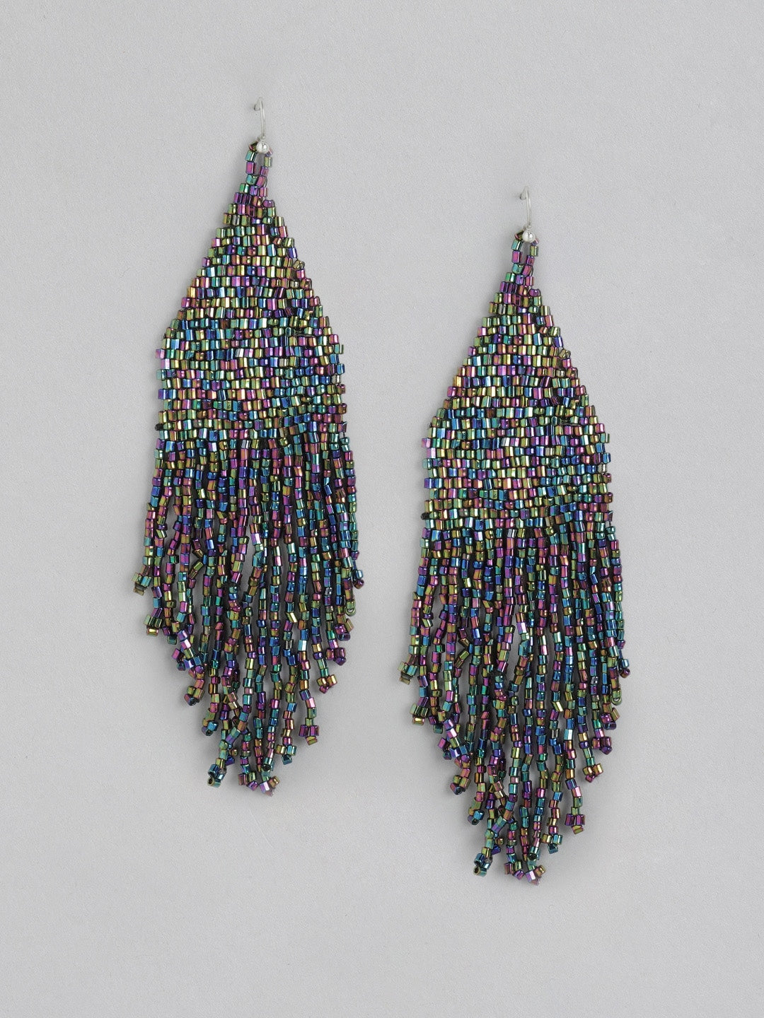 Multicoloured Feather Shaped Drop Earrings