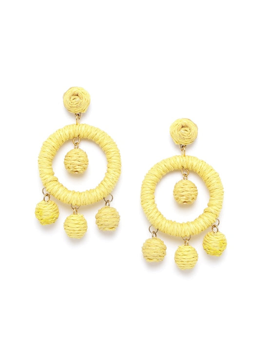 Yellow Circular Drop Earrings