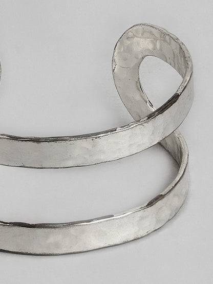Women Silver-Toned Silver-Plated Cuff Bracelet