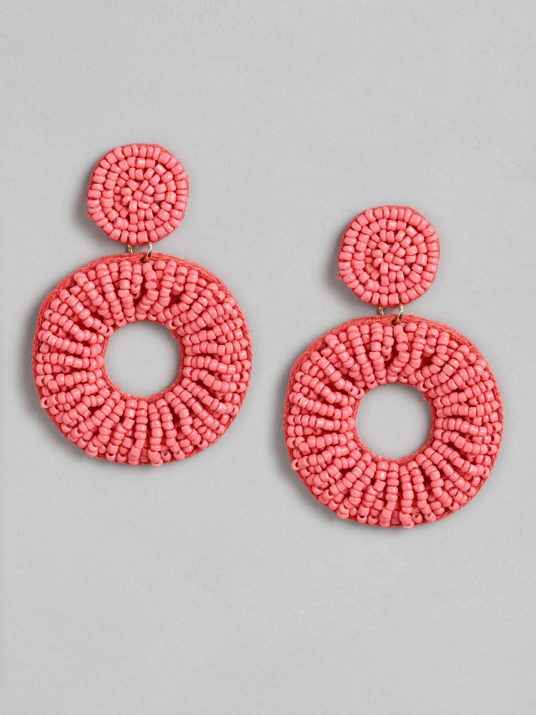 Coral Circular Drop Earrings