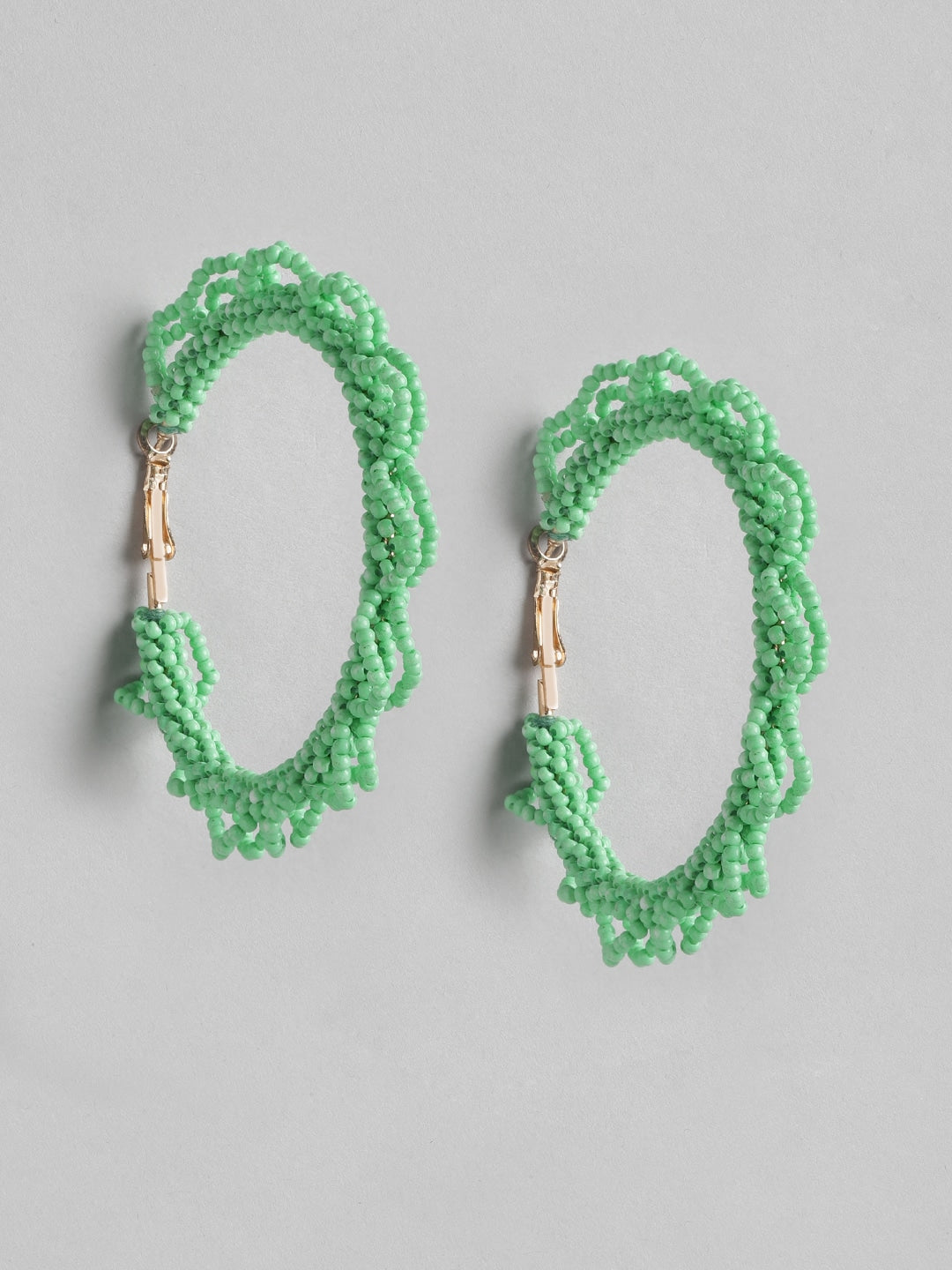 Artificial Beads Circular Hoop Earrings