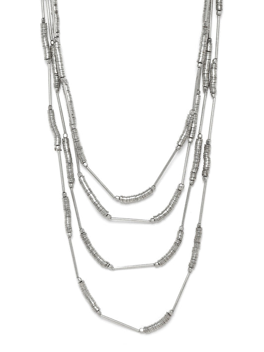 Oxidised Silver-Plated Layered Necklace