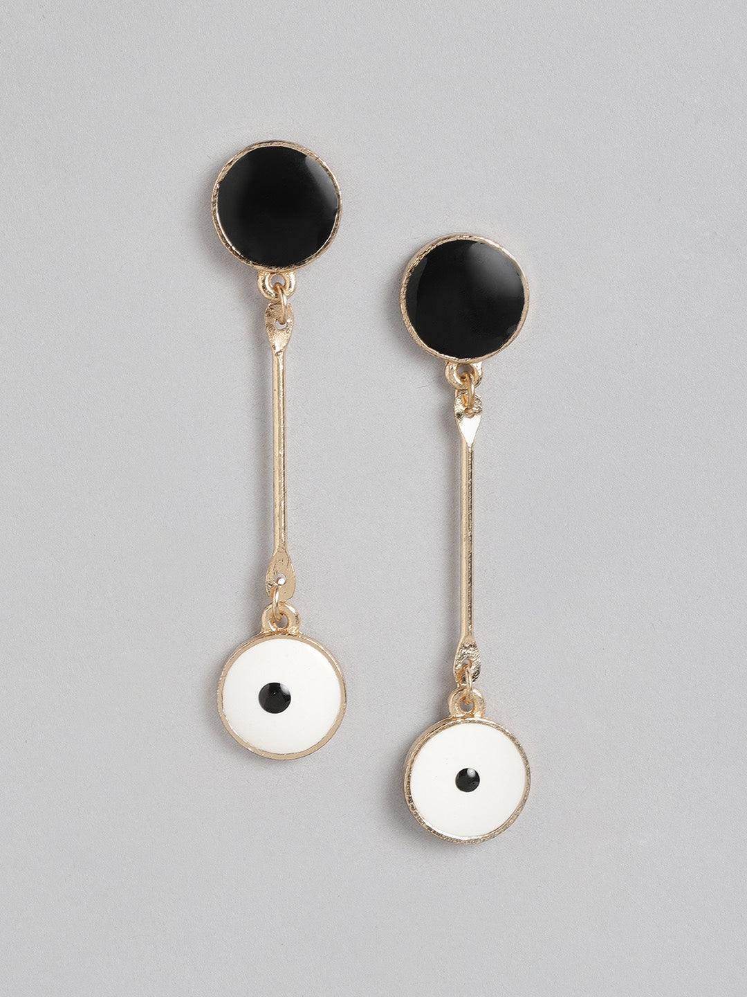 Black & White Circular Drop Earrings