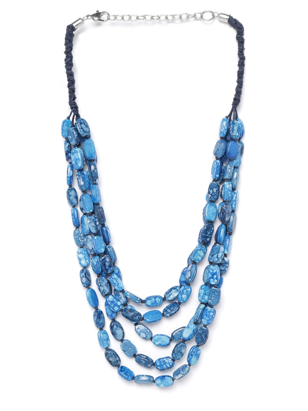 RICHEERA Blue Beaded Layered Necklace