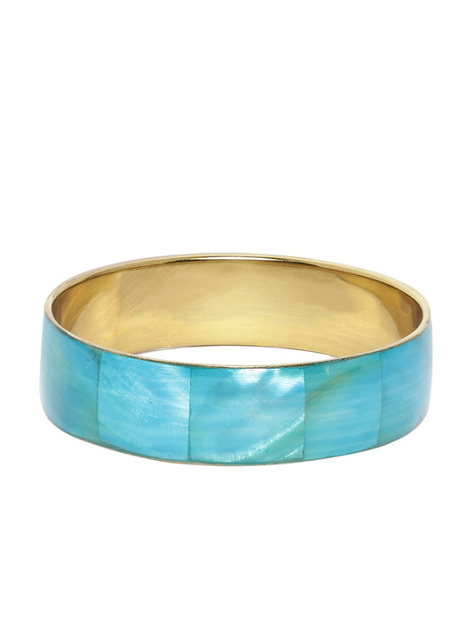 Turquoise Blue Gold-Plated Iridescent Effect Bangle