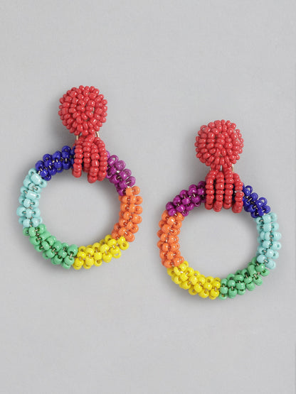 Multicoloured Circular Drop Earrings