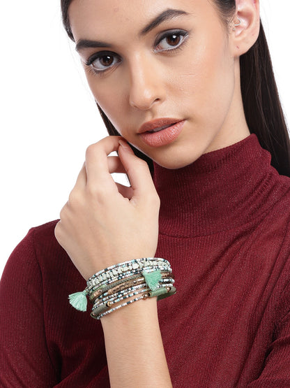 Women Green & White Multistrand Bracelet