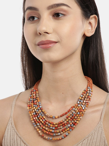 Multicoloured Beaded Layered Necklace