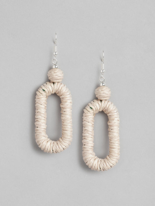 RICHEERA Off White Geometric Drop Earrings