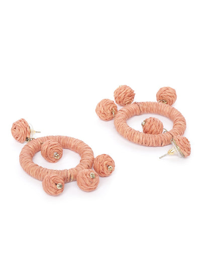 Peach-Coloured Circular Drop Earrings