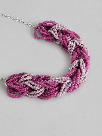 RICHEERA Purple & Pink Beaded Necklace