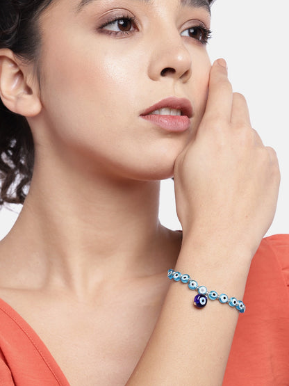RICHEERA Women Blue & White Evil-Eye Armlet Bracelet