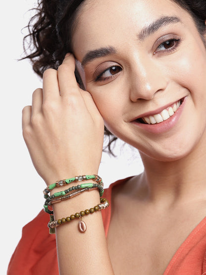 RICHEERA Women Green & Gold-Plated Armlet Bracelet