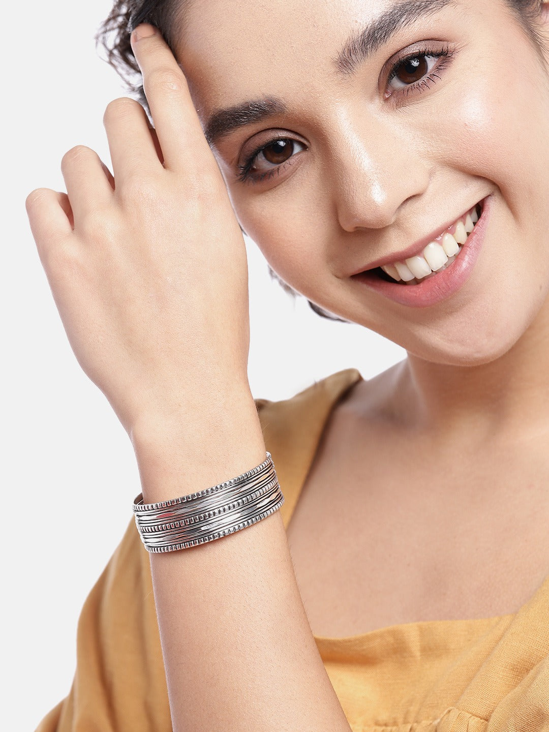 Women Silver-Plated Cuff Bracelet