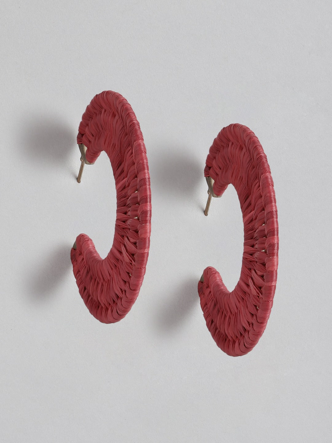RICHEERA Maroon Circular Half Hoop Earrings