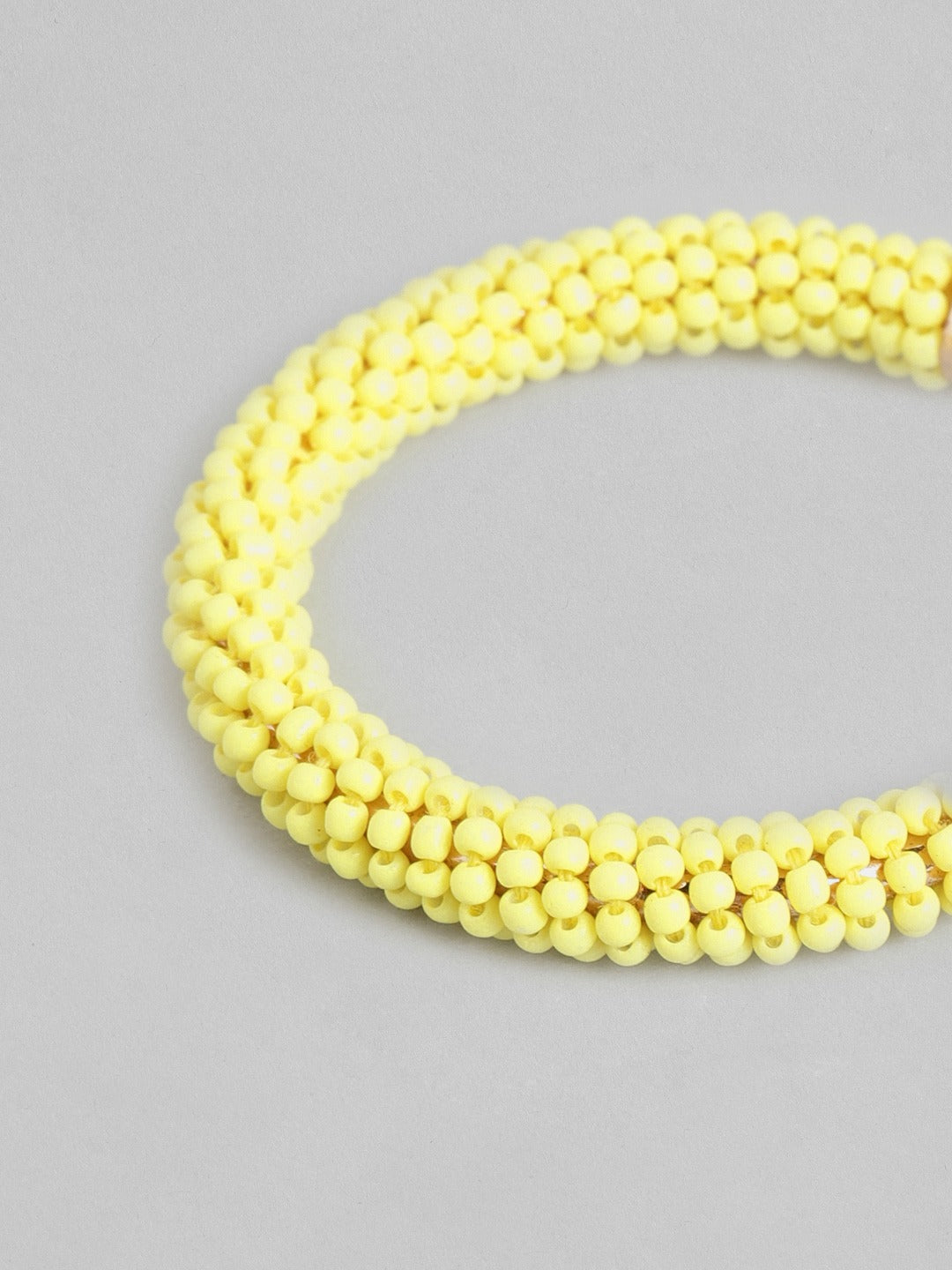 RICHEERA Yellow Beaded Circular Half Hoop Earrings
