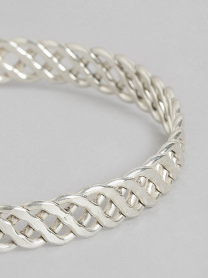 Women Silver-Toned Silver-Plated Bangle-Style Bracelet