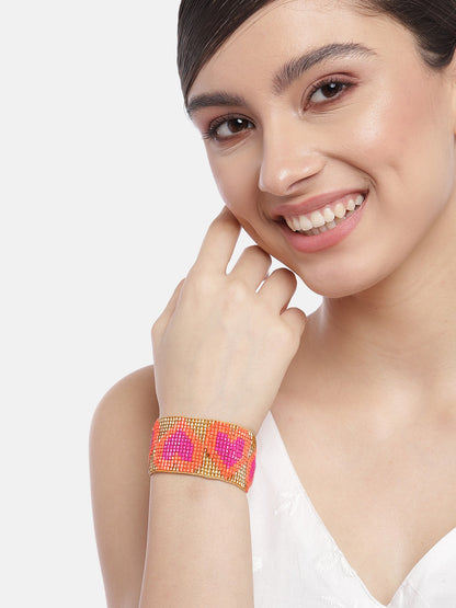 Women Orange & Pink Wraparound Bracelet