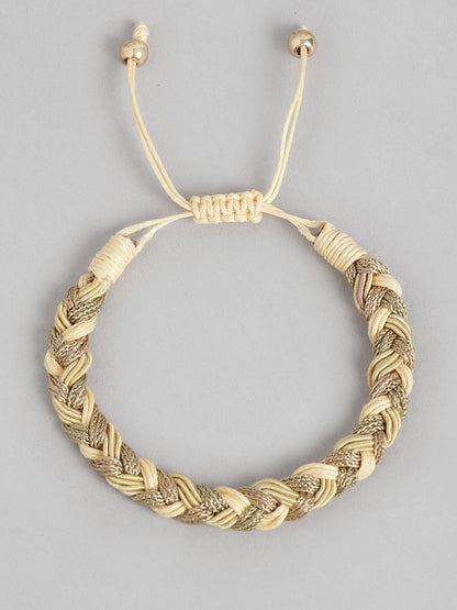 Women Beige & Gold-Toned Braided Bracelet