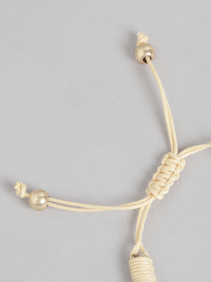 Women Beige & Gold-Toned Braided Bracelet