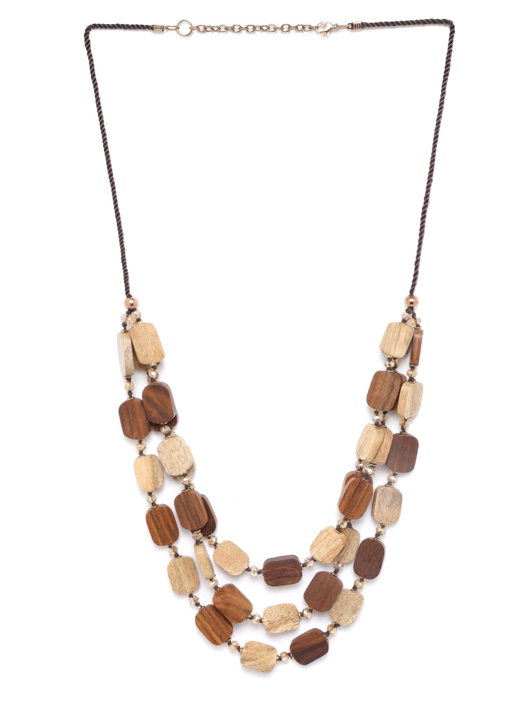 Brown & Beige Beaded Layered Necklace