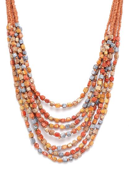 Multicoloured Beaded Layered Necklace