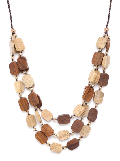 Brown & Beige Beaded Layered Necklace