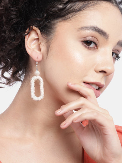 RICHEERA Off White Geometric Drop Earrings